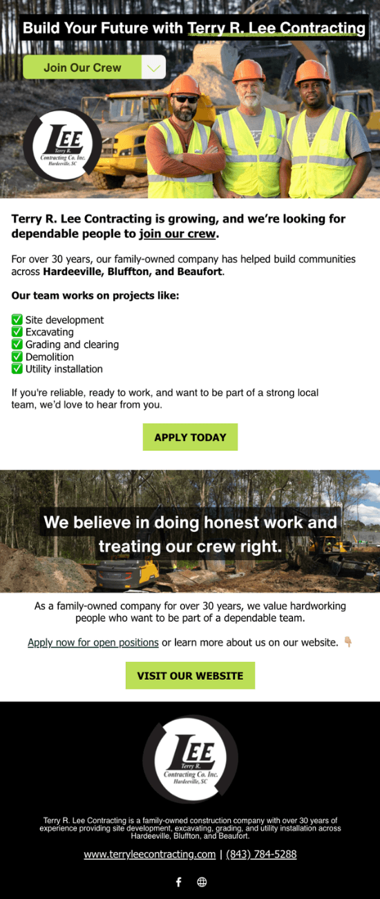 Terry R Lee Contraction Email Campaign